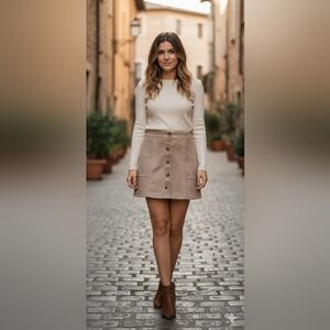 Altar'd State Gray Button-Up Mini Skirt